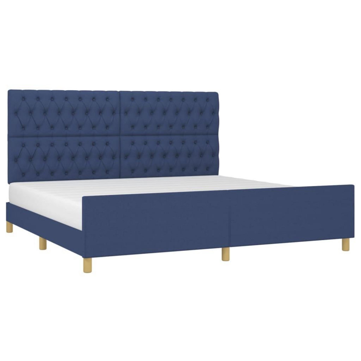VIDAXL Cadre de lit sans matelas avec tete de lit bleu 200x200cm tissu