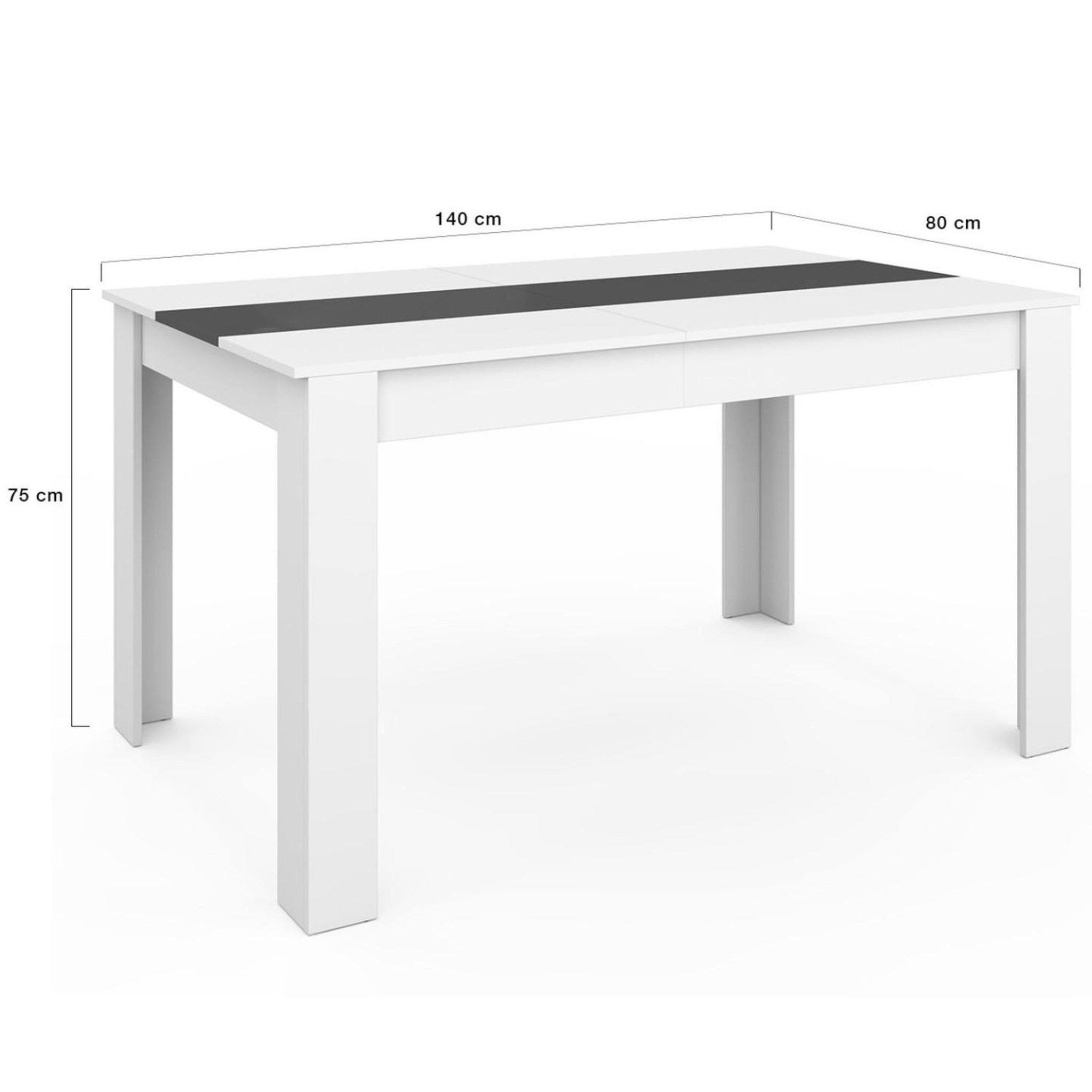 Voir la diapositive 5 : ID MARKET Table à manger rectangle georgia 6 personnes blanche et grise 140 x 80 cm
