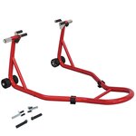 HOMCOM Béquille d'atelier moto avant leve moto support pour moto avec bras oscillant en U et en L, support universel de levage pour atelier en acier rouge