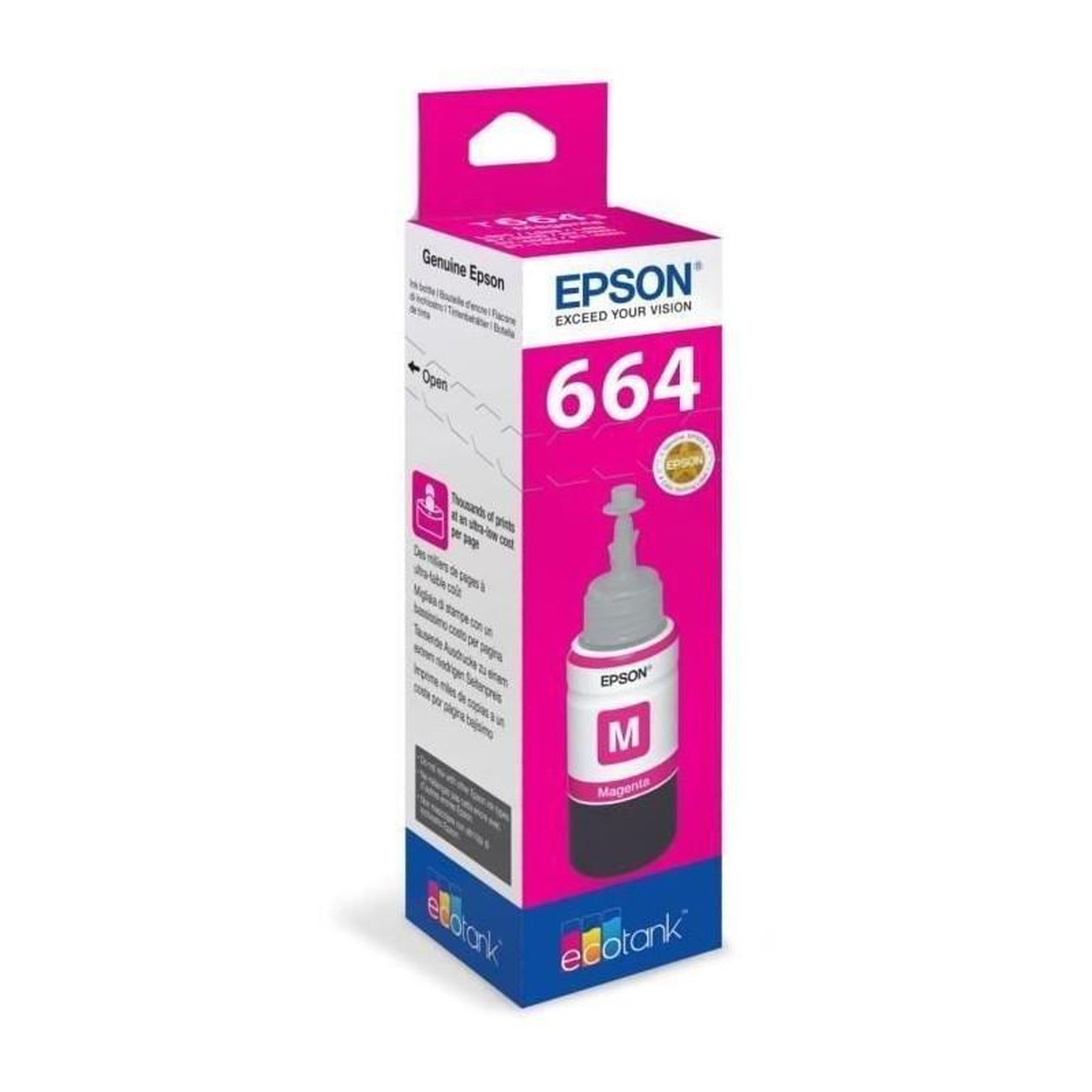Voir la diapositive 2 : Epson Cartouche d'encre ecotank bouteille magenta t6643