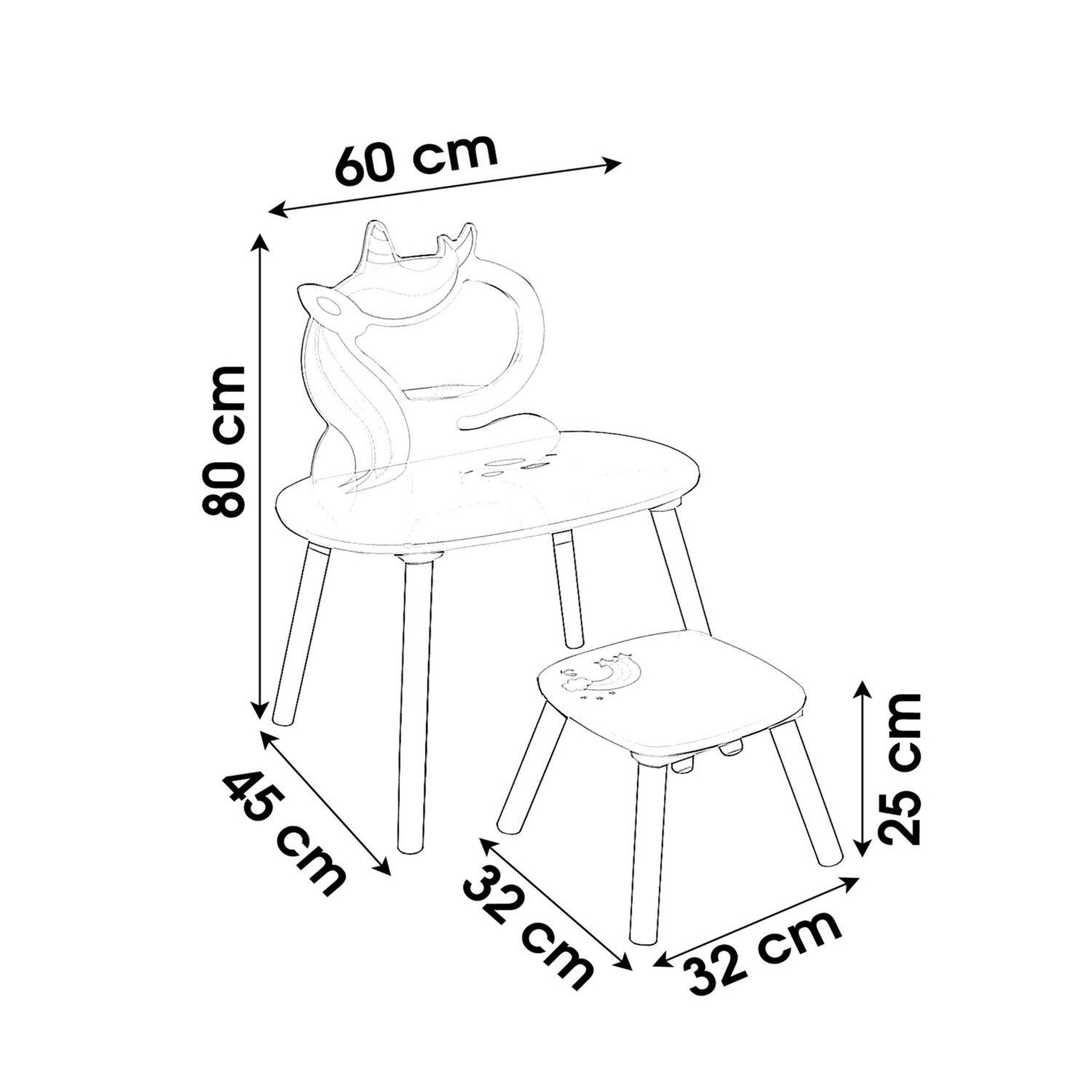Voir la diapositive 2 : TOILINUX Coiffeuse enfant avec miroir et tabouret sweet licorne en mdf
