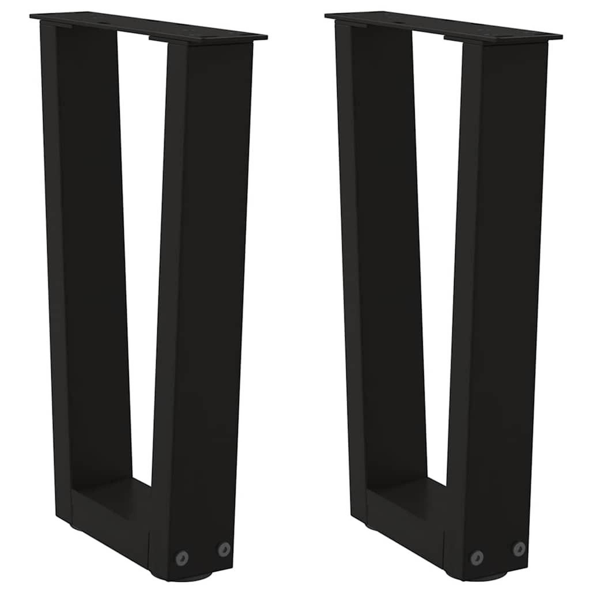 VIDAXL Pieds de table a manger forme de V 2 pcs noir 38x(42-43,3) cm