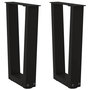 Voir la diapositive 1 : VIDAXL Pieds de table a manger forme de V 2 pcs noir 38x(42-43,3) cm