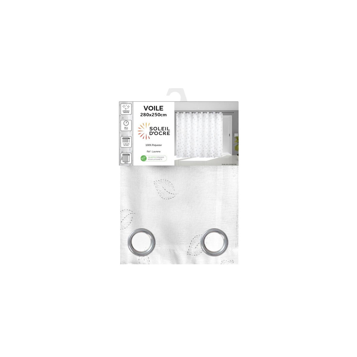 SOLEIL D'OCRE Voilage à oeillets baie vitrée 280x250 cm LAURENE, par Soleil d'ocre