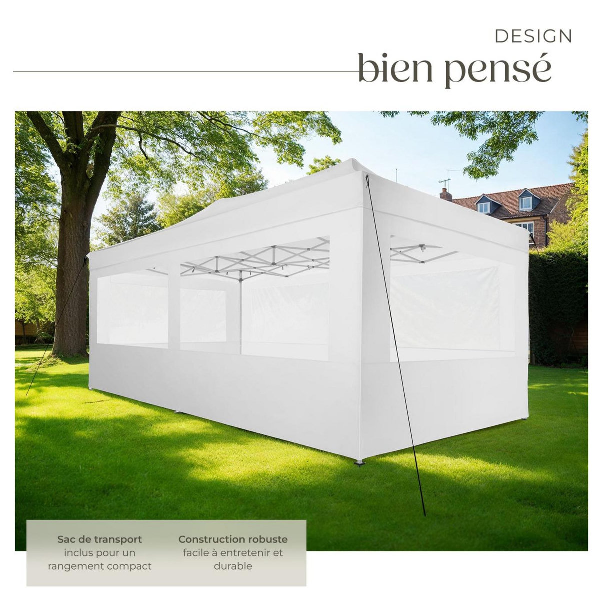 tectake Pavillon de jardin avec cadre en aluminium blanc