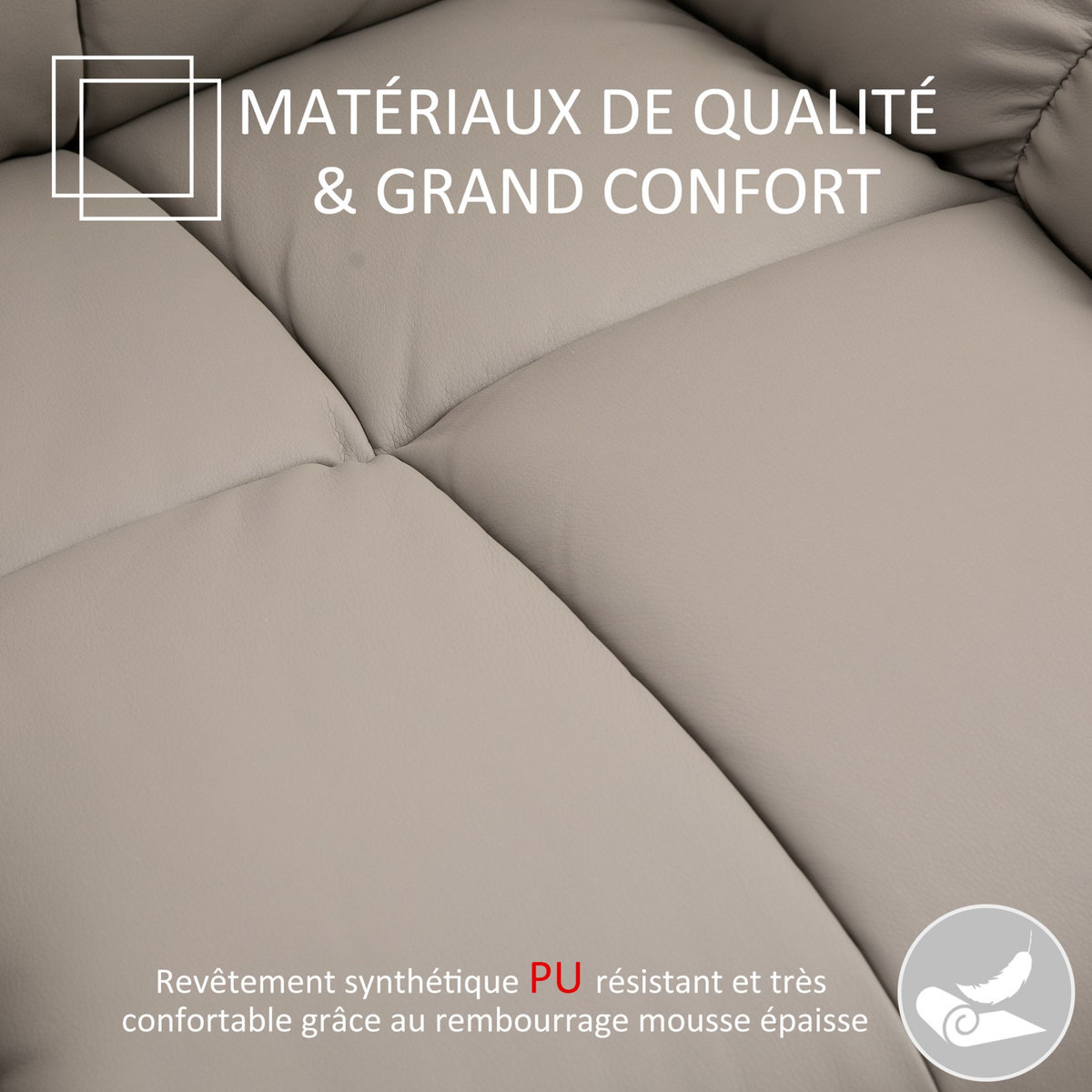 HOMCOM Fauteuil luxe de relaxation et massage inclinaison dossier repose-pied réglable revêtement synthétique gris