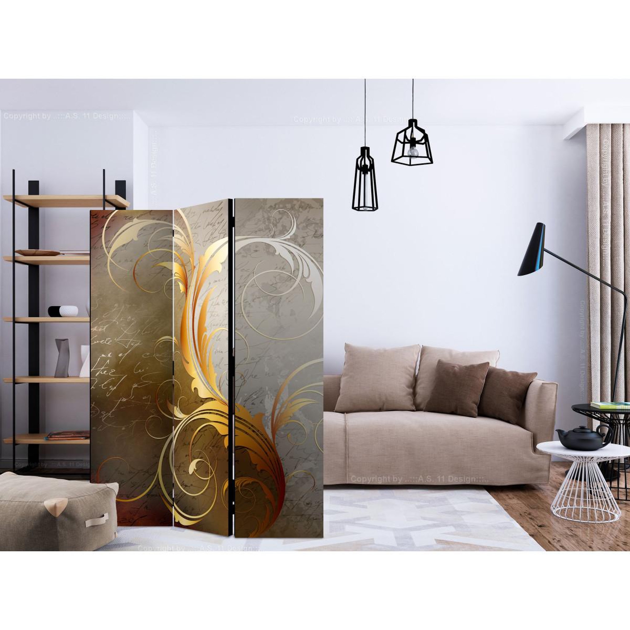 Voir la diapositive 2 : Paris Prix Paravent 3 volets  gold letters  135x172cm