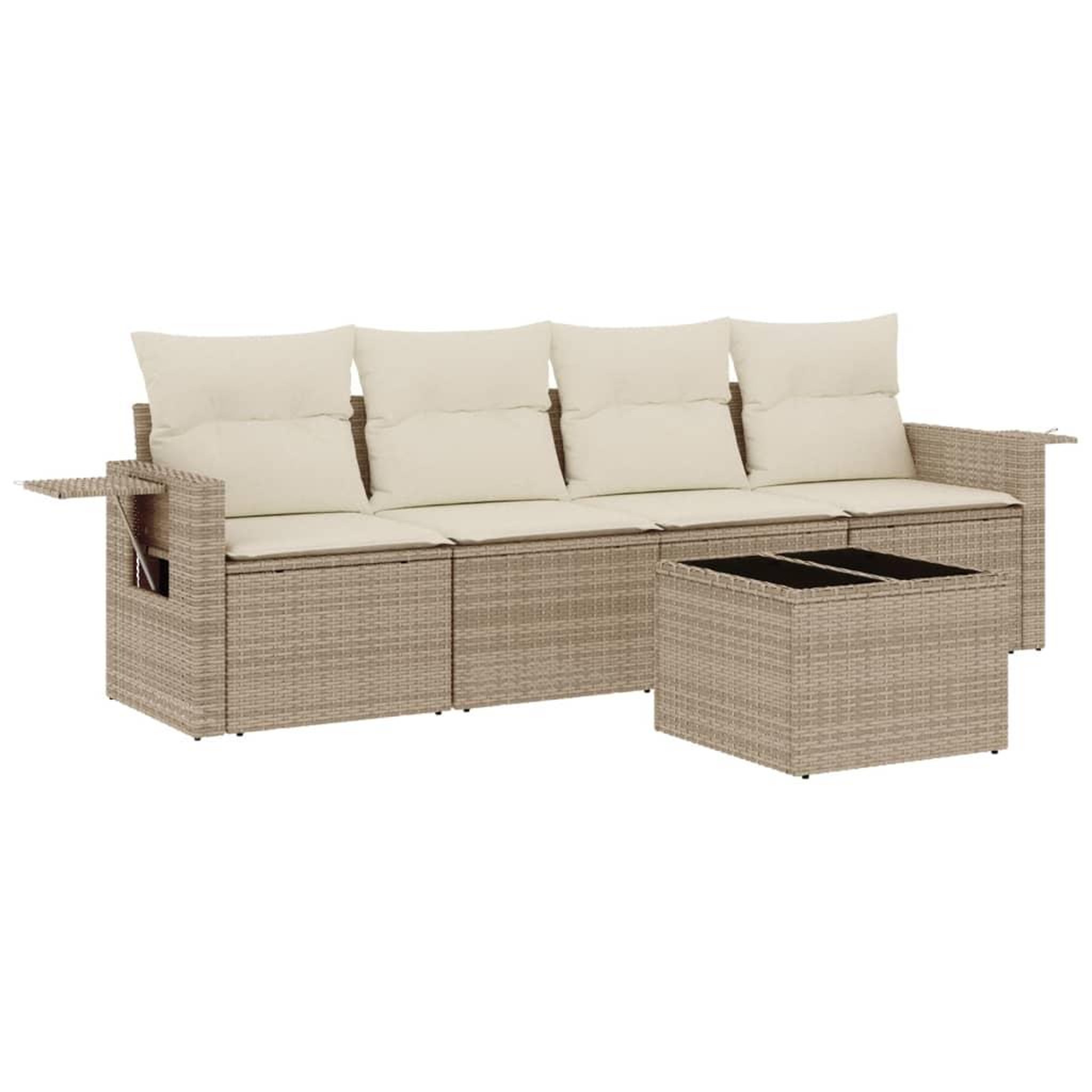 Voir la diapositive 2 : VIDAXL Salon de jardin avec coussins 5 pcs beige resine tressee