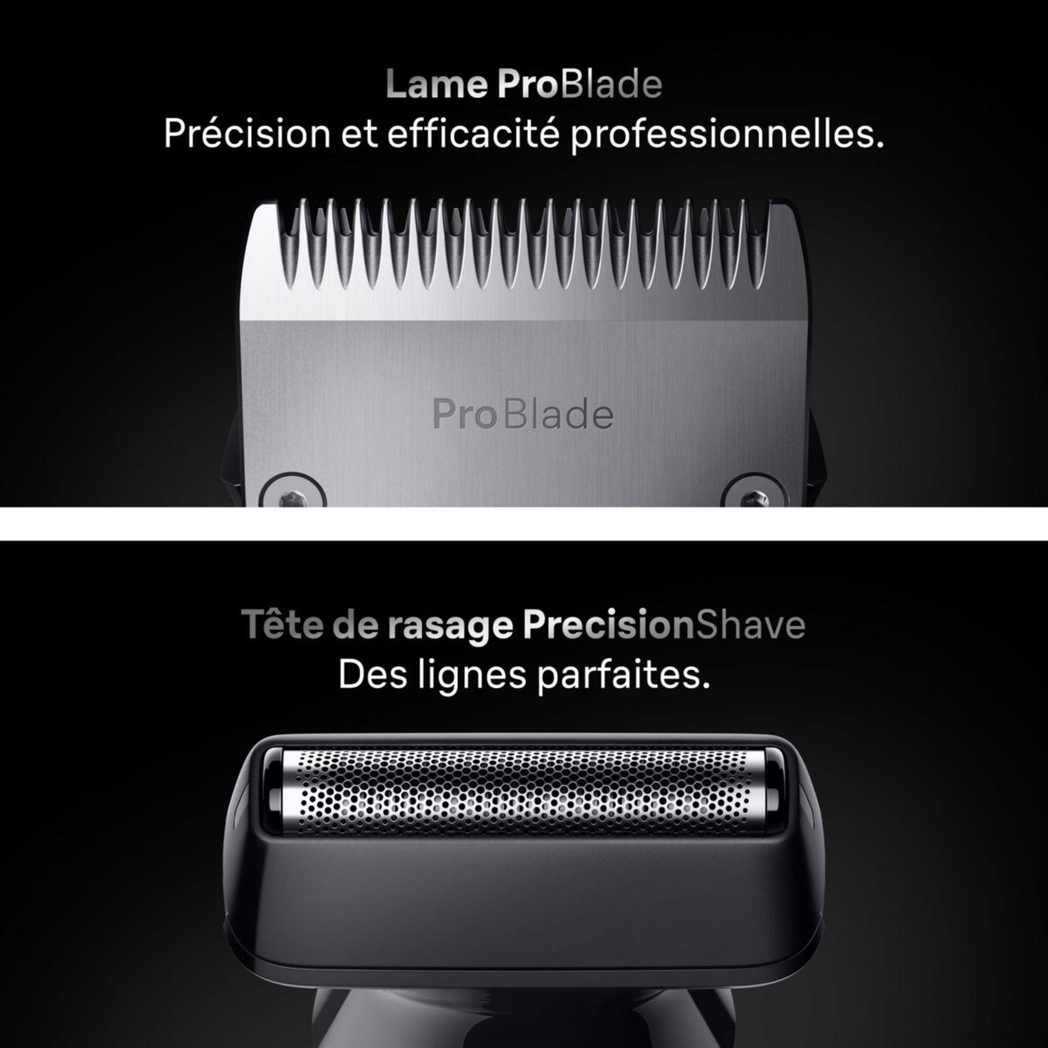 Voir la diapositive 4 : BRAUN Tondeuse multi usages aio7560, 14 hauteurs de coupe, précision 0,5 mm, autonomie 120 mn