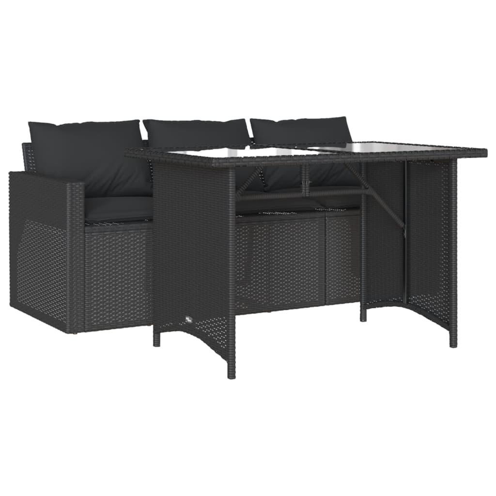 Voir la diapositive 2 : VIDAXL Ensemble a manger de jardin coussins 2pcs noir resine tressee