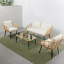 Voir la diapositive 2 : CONCEPT USINE Salon de jardin 4 places canapé et chaises effet rotin avec coussins conforts SITIA