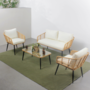 Voir la diapositive 2 : CONCEPT USINE Salon de jardin 4 places canapé et chaises effet rotin avec coussins conforts SITIA