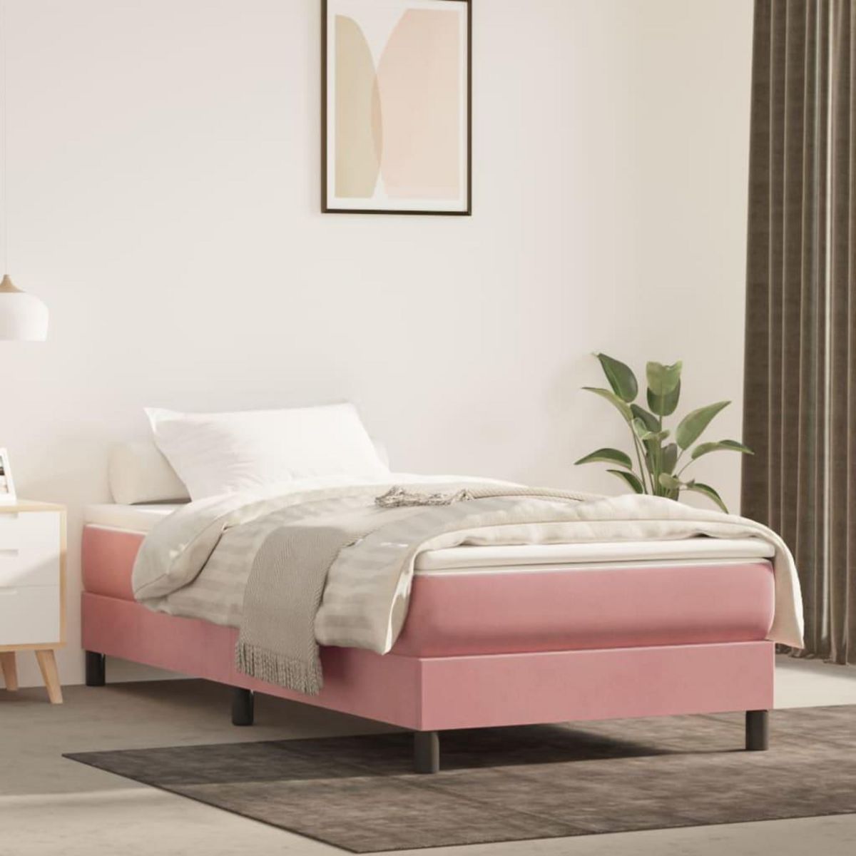 VIDAXL Matelas de lit a ressorts ensaches Rose 90x200x20 cm Velours