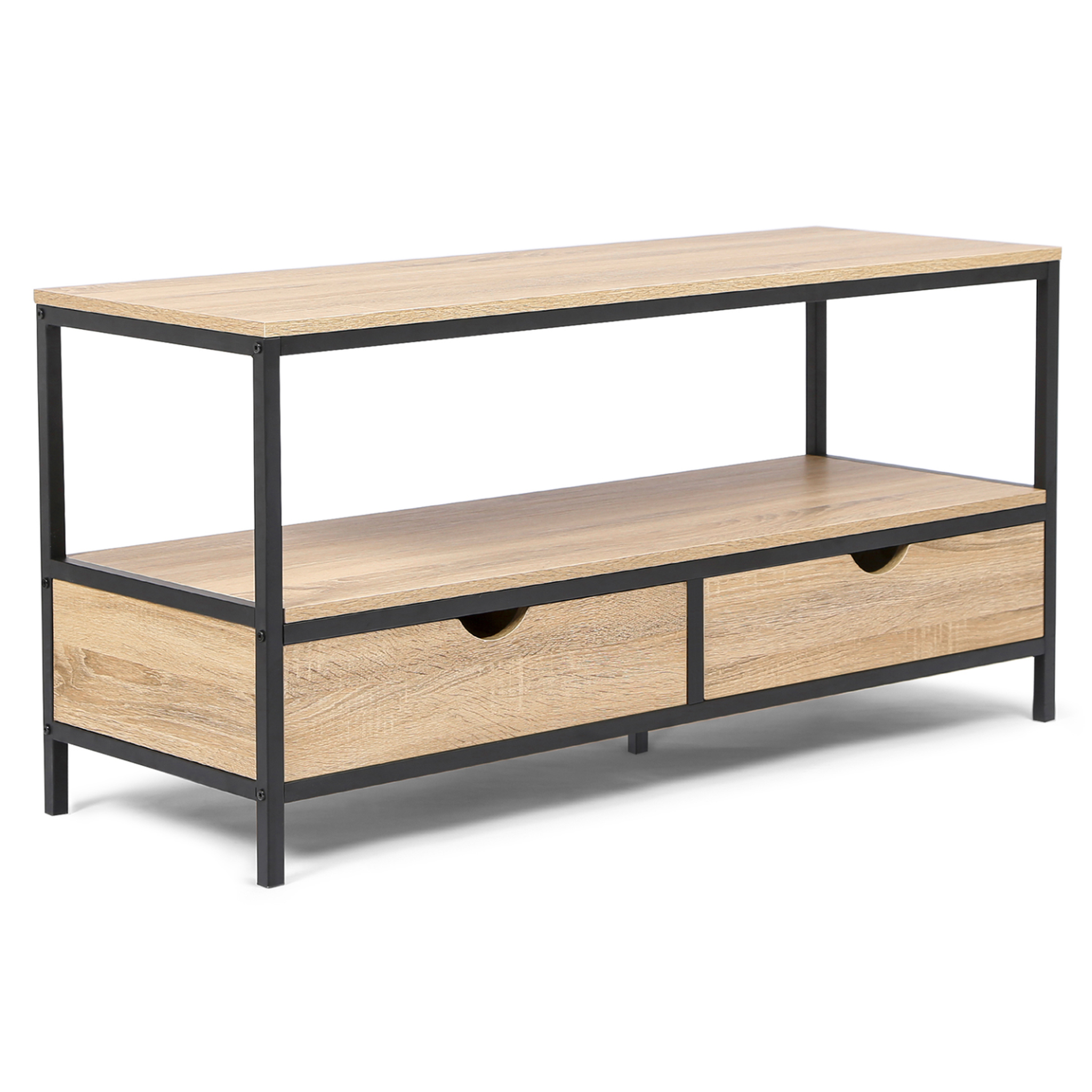 Voir la diapositive 4 : ID MARKET Meuble tv 113 cm detroit 2 tiroirs design industriel