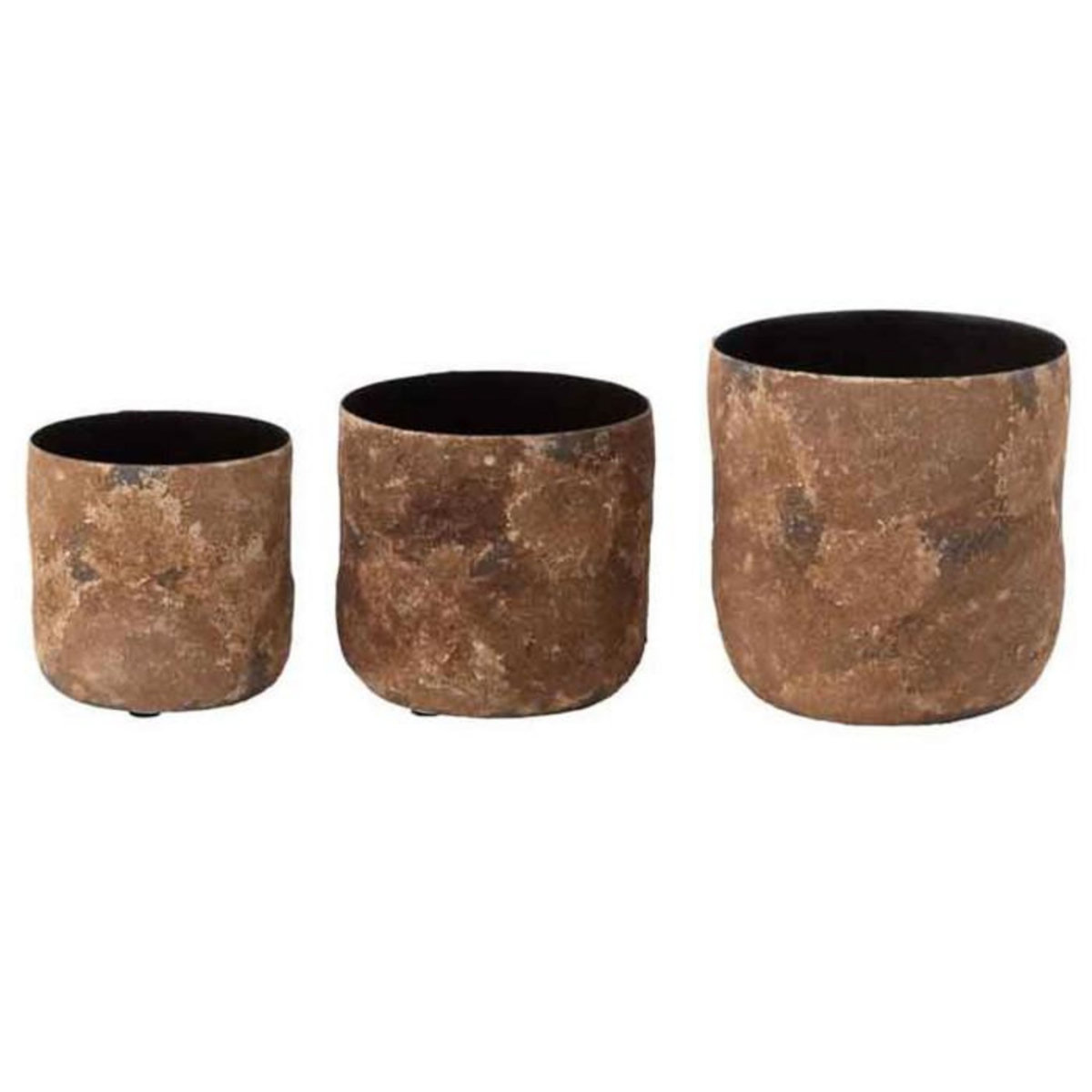 Paris Prix Lot de 3 Cache-Pots en Métal  Effy  18cm Marron