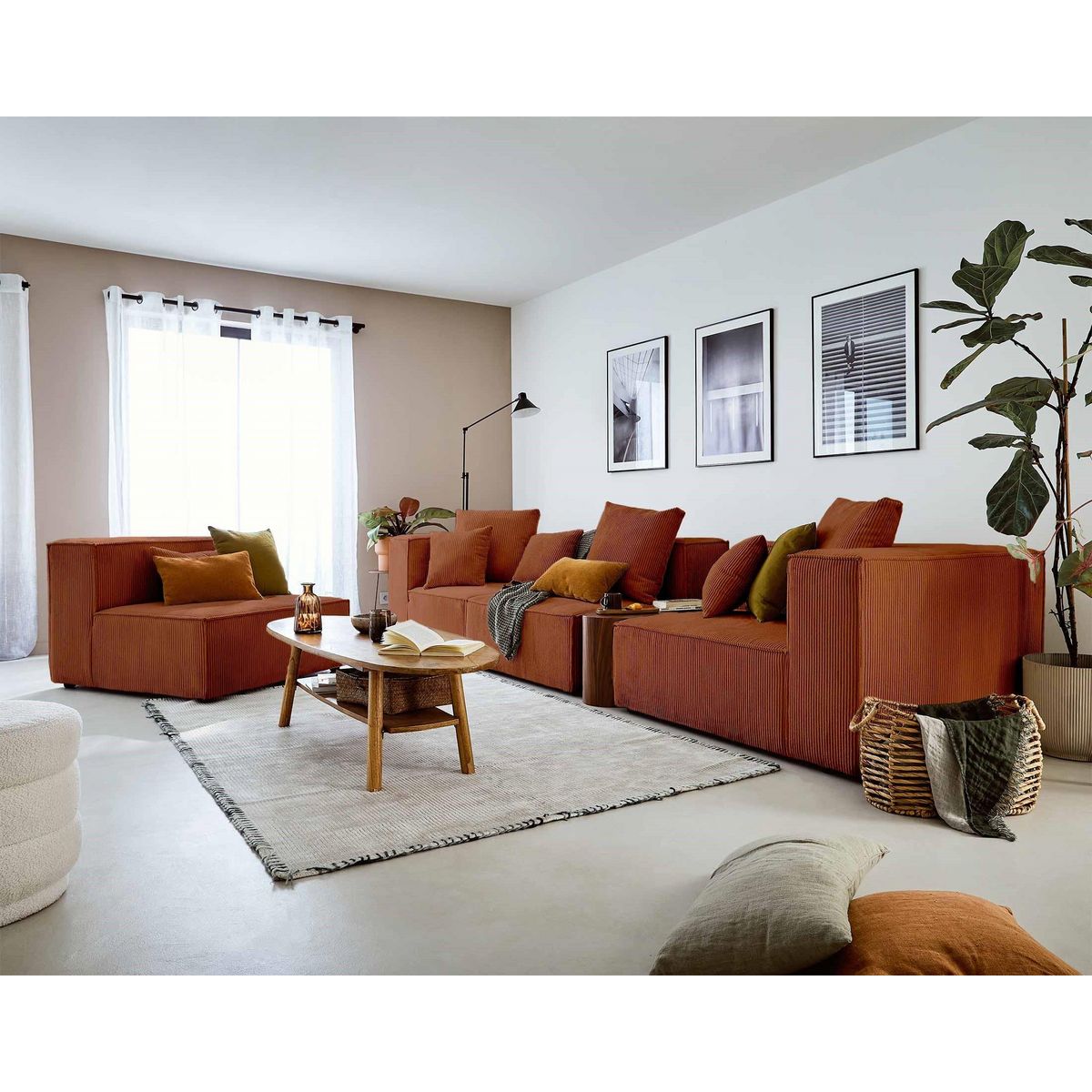 LISA DESIGN Colombine - module d'assise droit - en velours côtelé