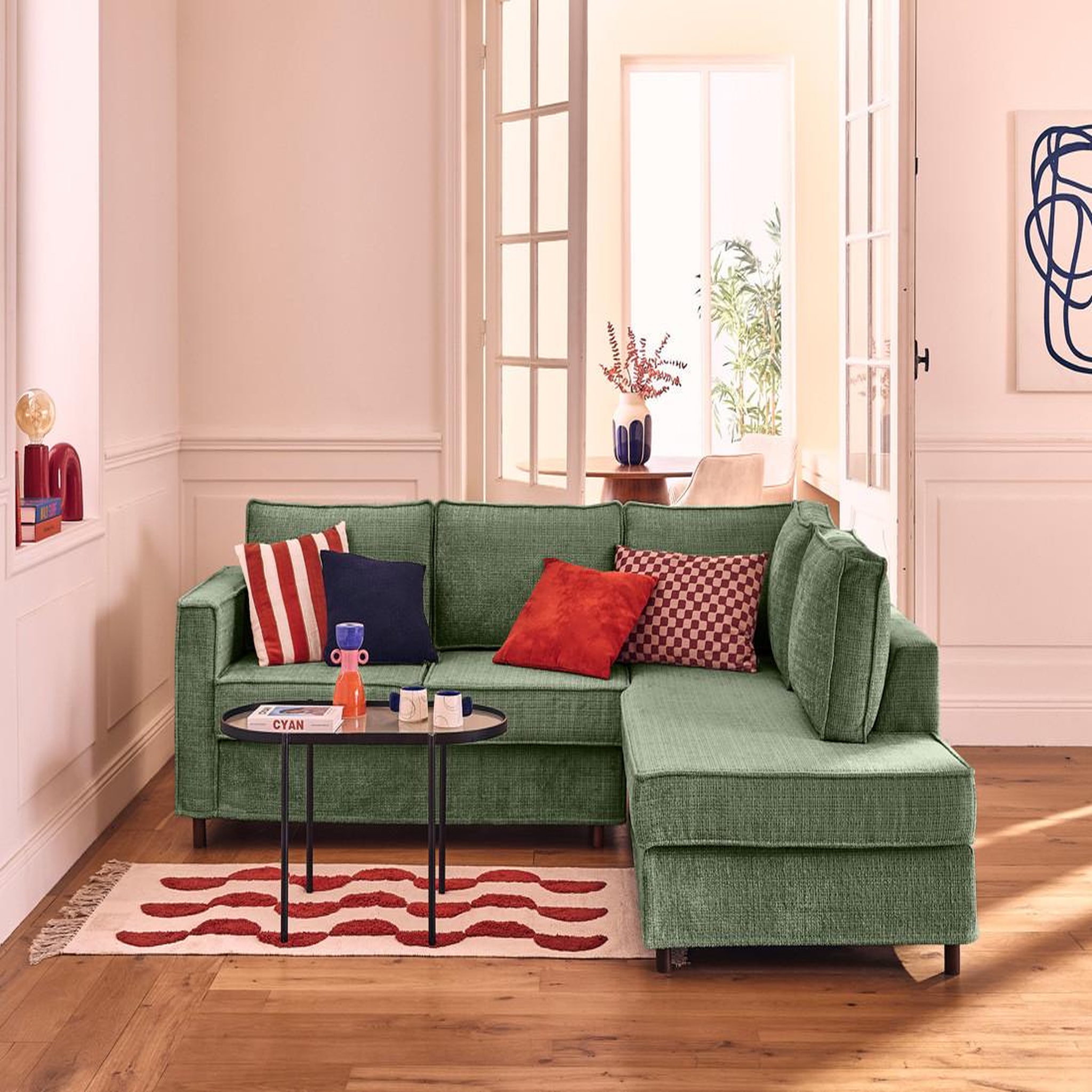 Voir la diapositive 1 : LISA DESIGN Jake - canapé déhoussable d'angle droit 5 places en velours texturé