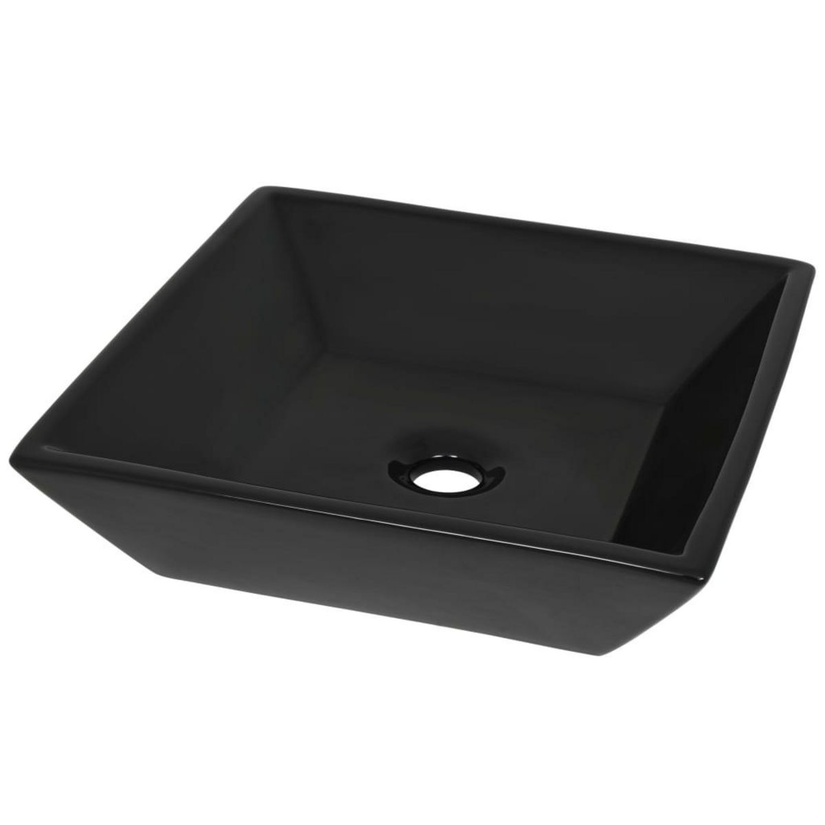 VIDAXL Lavabo Ceramique carre Noir 41,5 x 41,5 x 12 cm