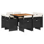 Voir la diapositive 2 : VIDAXL Ensemble a manger de jardin 9pcs coussins noir resine tressee