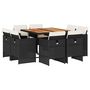 Voir la diapositive 2 : VIDAXL Ensemble a manger de jardin 9pcs coussins noir resine tressee