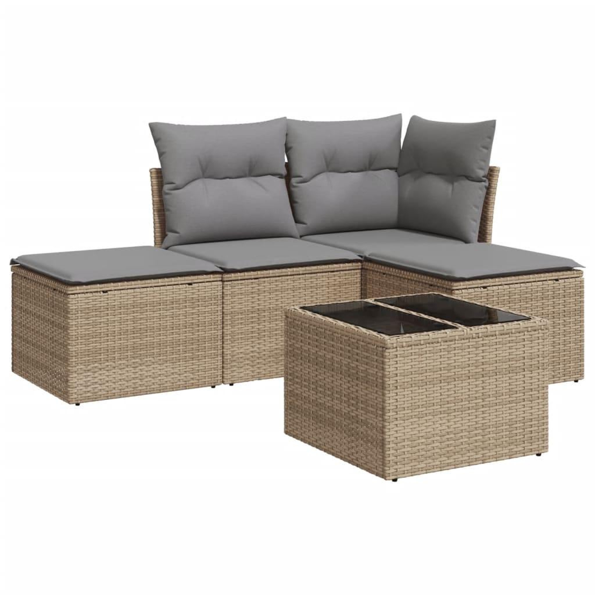 Voir la diapositive 2 : VIDAXL Salon de jardin avec coussins 5 pcs beige resine tressee