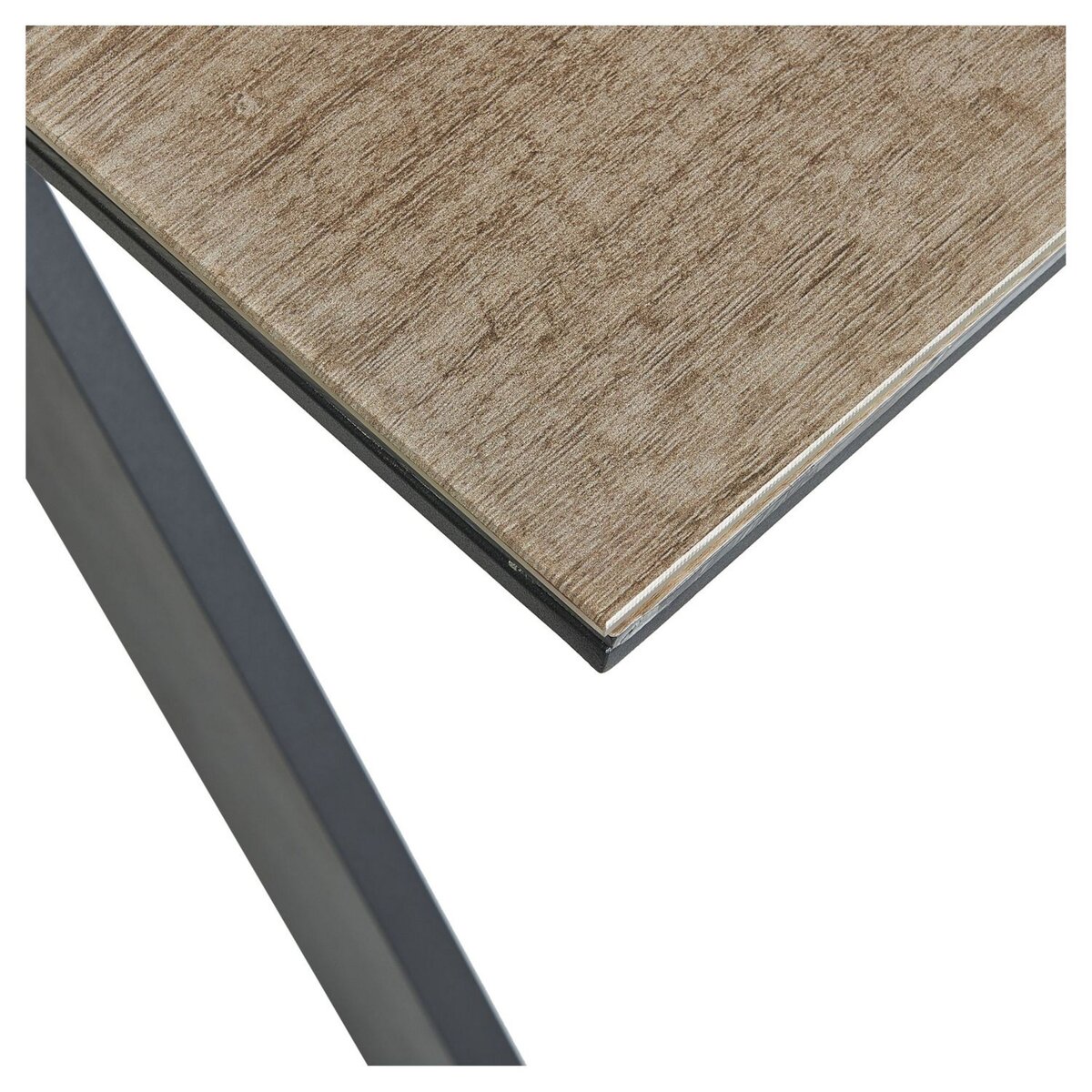 GARDENSTAR Table de jardin 10 per alu plateau verre imitation bois