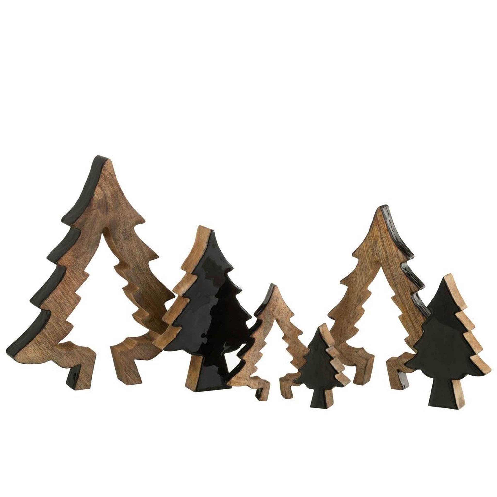 Voir la diapositive 4 : J-LINE Sapin de noël à poser  puzzle  30cm noir & naturel