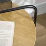 HOMCOM Table d'appoint guéridon bout de canapé design néo-rétro plateau étagère amovibles acier noir aspect chêne clair