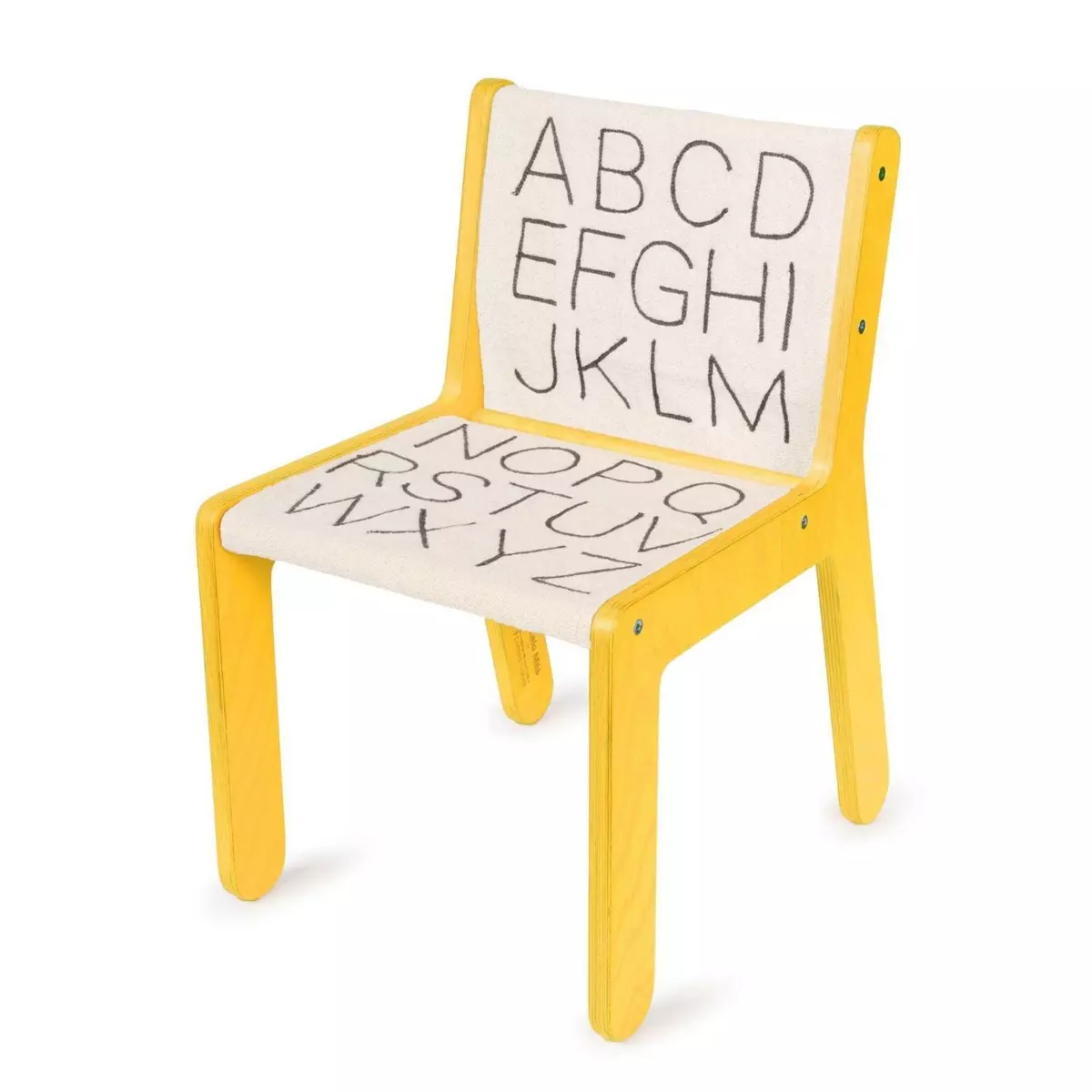 Lorena Canals Chaise d'enfant jaune en bois alphabet 52 x 31 x 39 cm