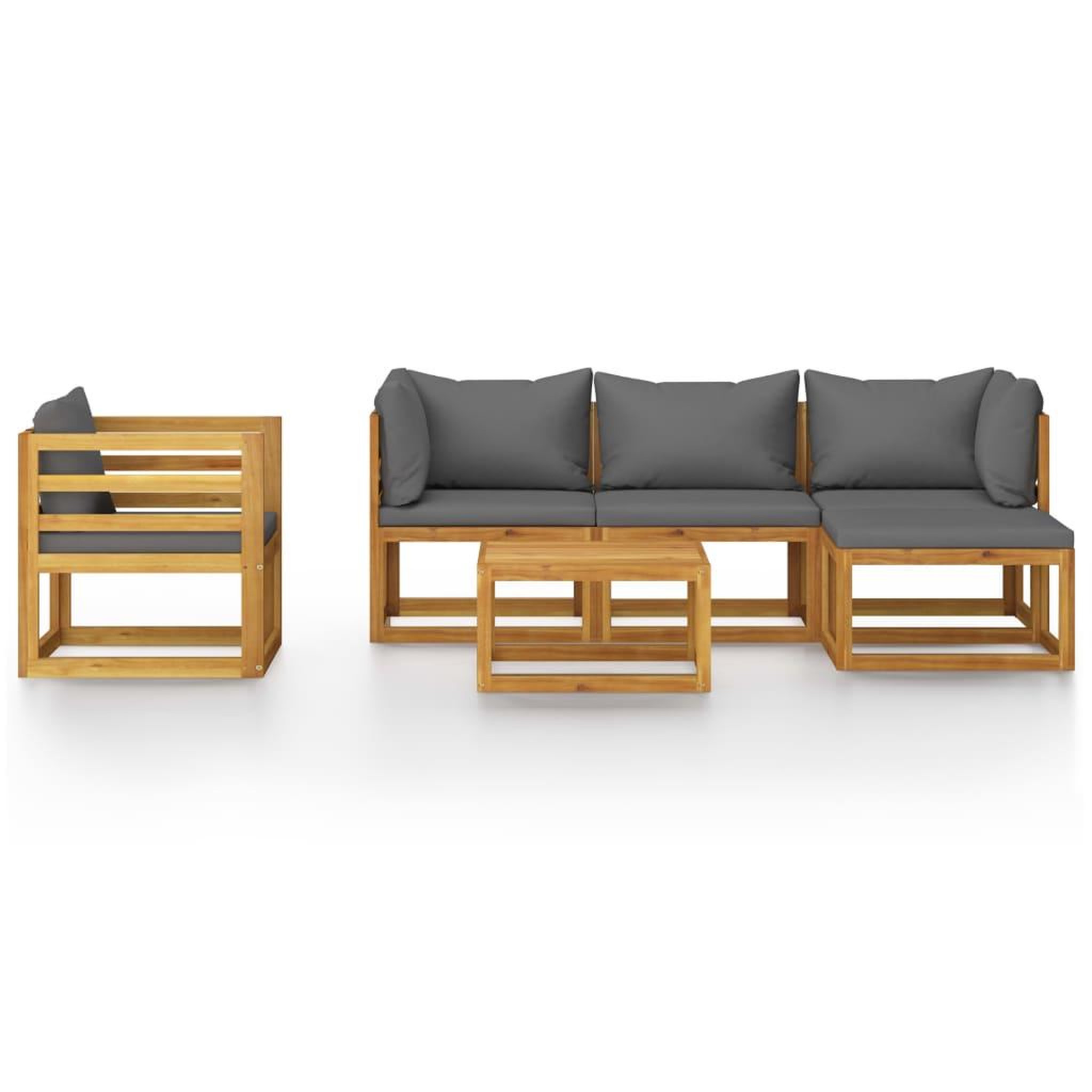 Voir la diapositive 3 : VIDAXL Salon de jardin 6 pcs avec coussin Bois d'acacia solide