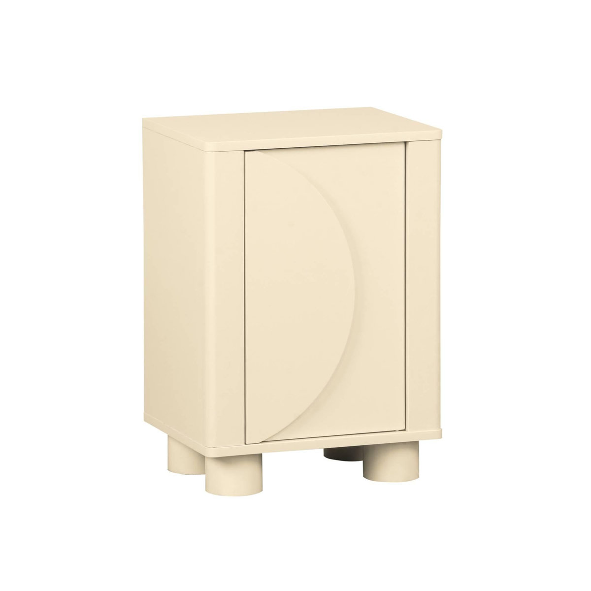 SWEEEK Table de chevet décor bois beige 1 porte réversible Pondi