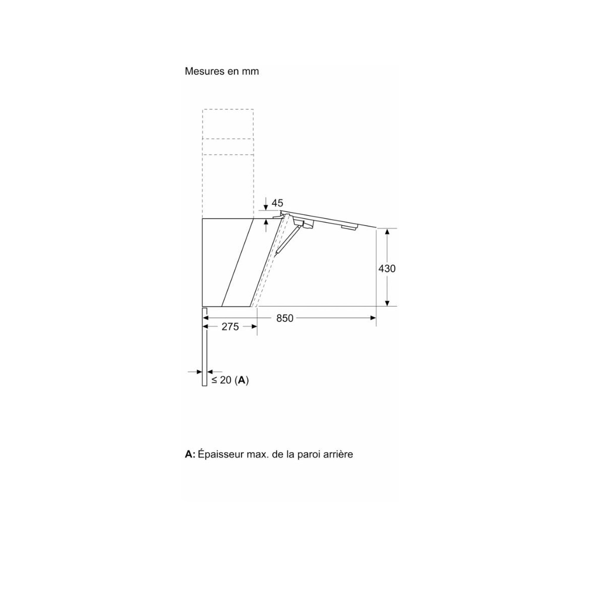 Voir la diapositive 3 : BOSCH Hotte décorative murale 90cm 51db 441m3/h noir - dwk91lt60