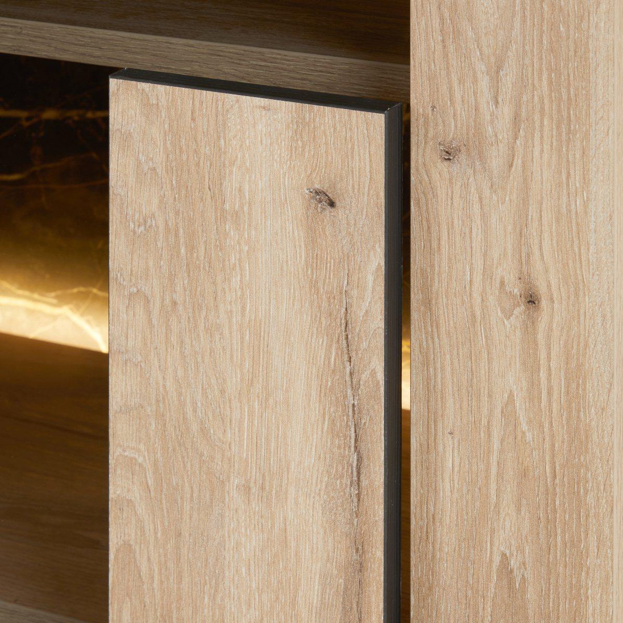 Voir la diapositive 5 : JLC KREATION Vitrine moderne en bois 1 porte vitrée et led racha