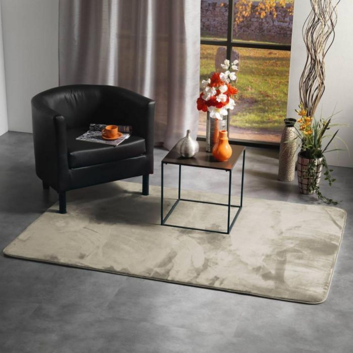 Paris Prix Tapis Uni en Flanelle  Flanou  120x170cm Taupe
