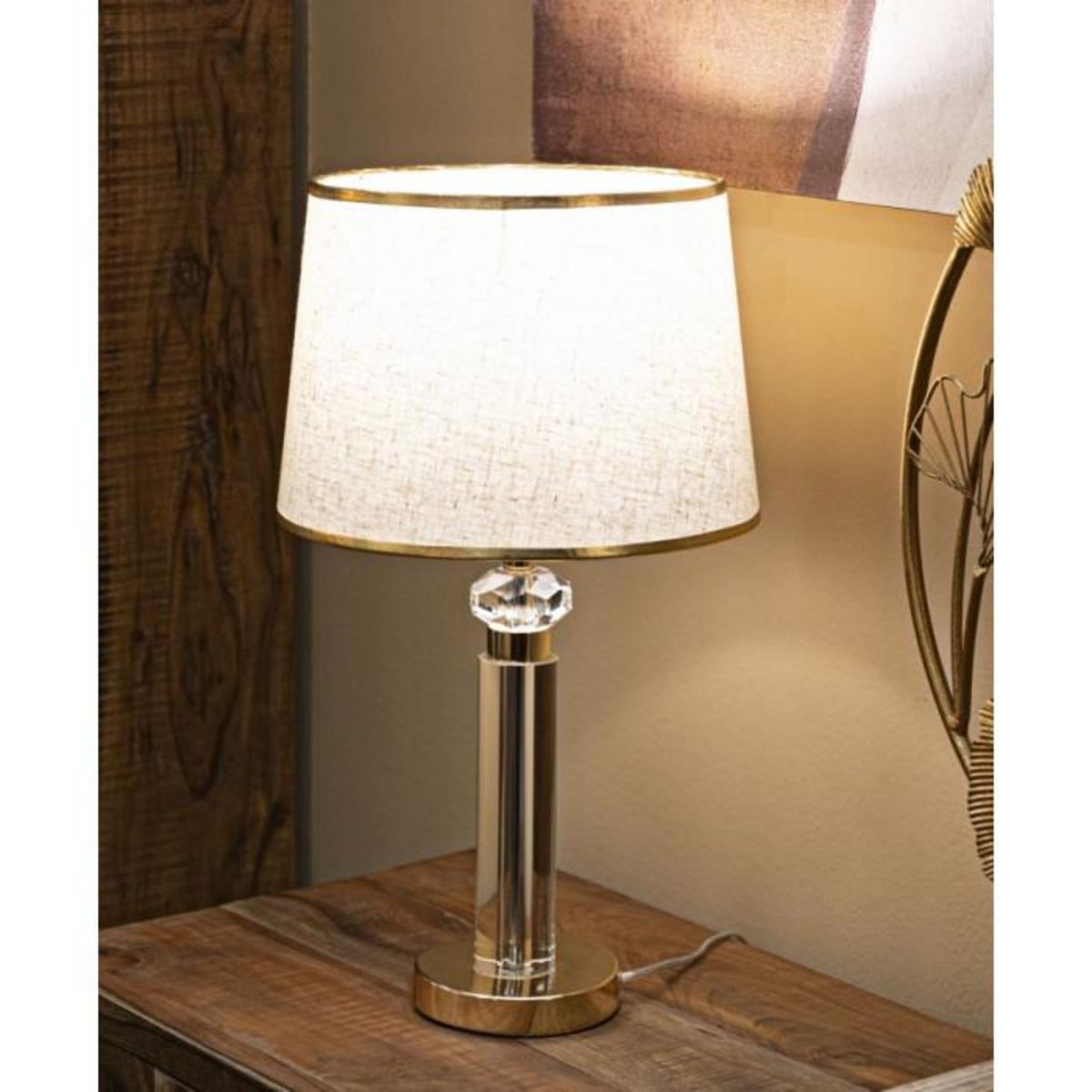 Paris Prix Lampe à Poser Design en Verre  Praga  52cm Or