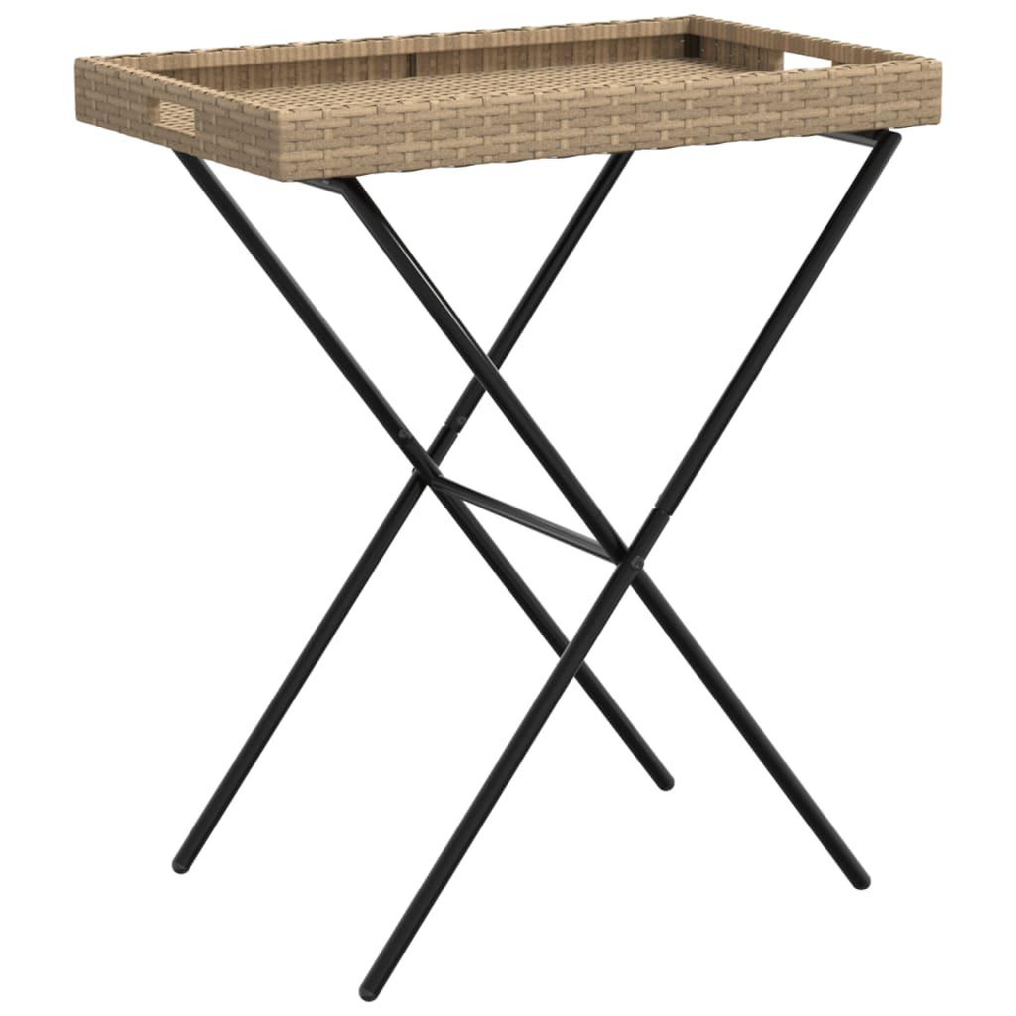 Voir la diapositive 2 : VIDAXL Table a plateau pliable beige 65x40x75 cm resine tressee
