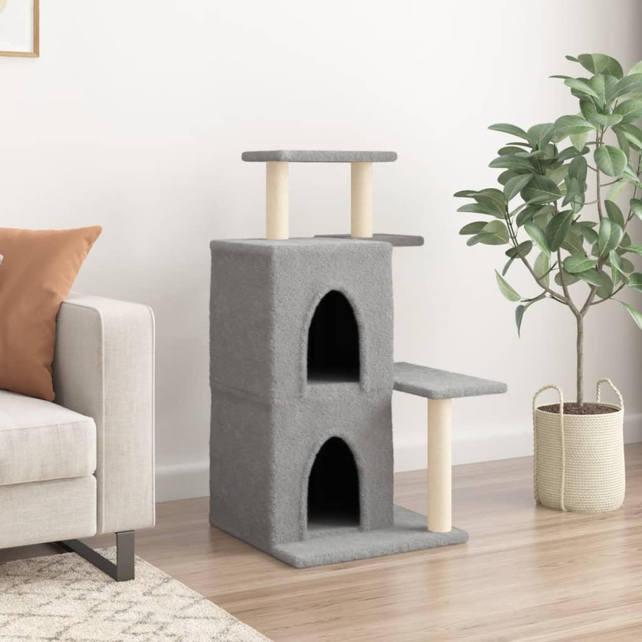 Voir la diapositive 3 : VIDAXL Arbre a chat avec griffoirs en sisal gris clair 97 cm