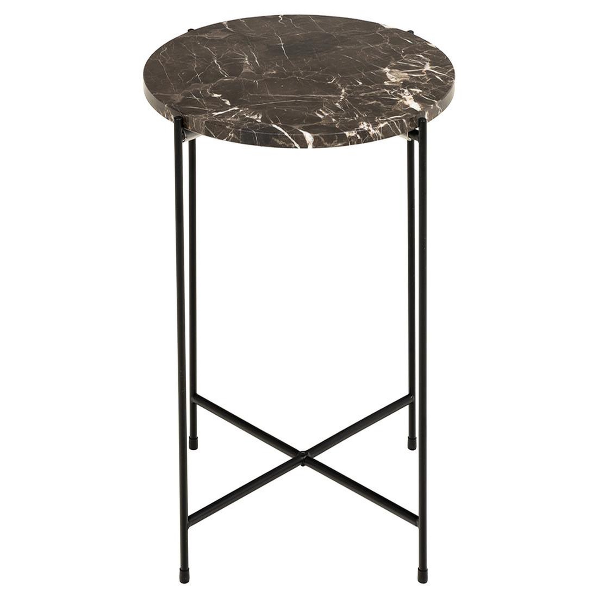 Voir la diapositive 1 : LISA DESIGN Ezaro - table basse ronde - 42 cm - plateau en marbre - pieds en acier