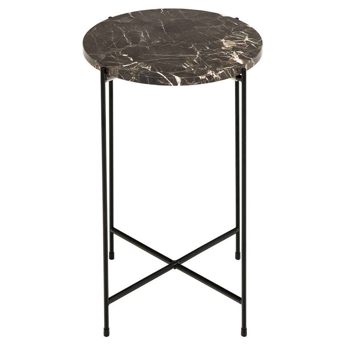LISA DESIGN Ezaro - table basse ronde - 42 cm - plateau en marbre - pieds en acier