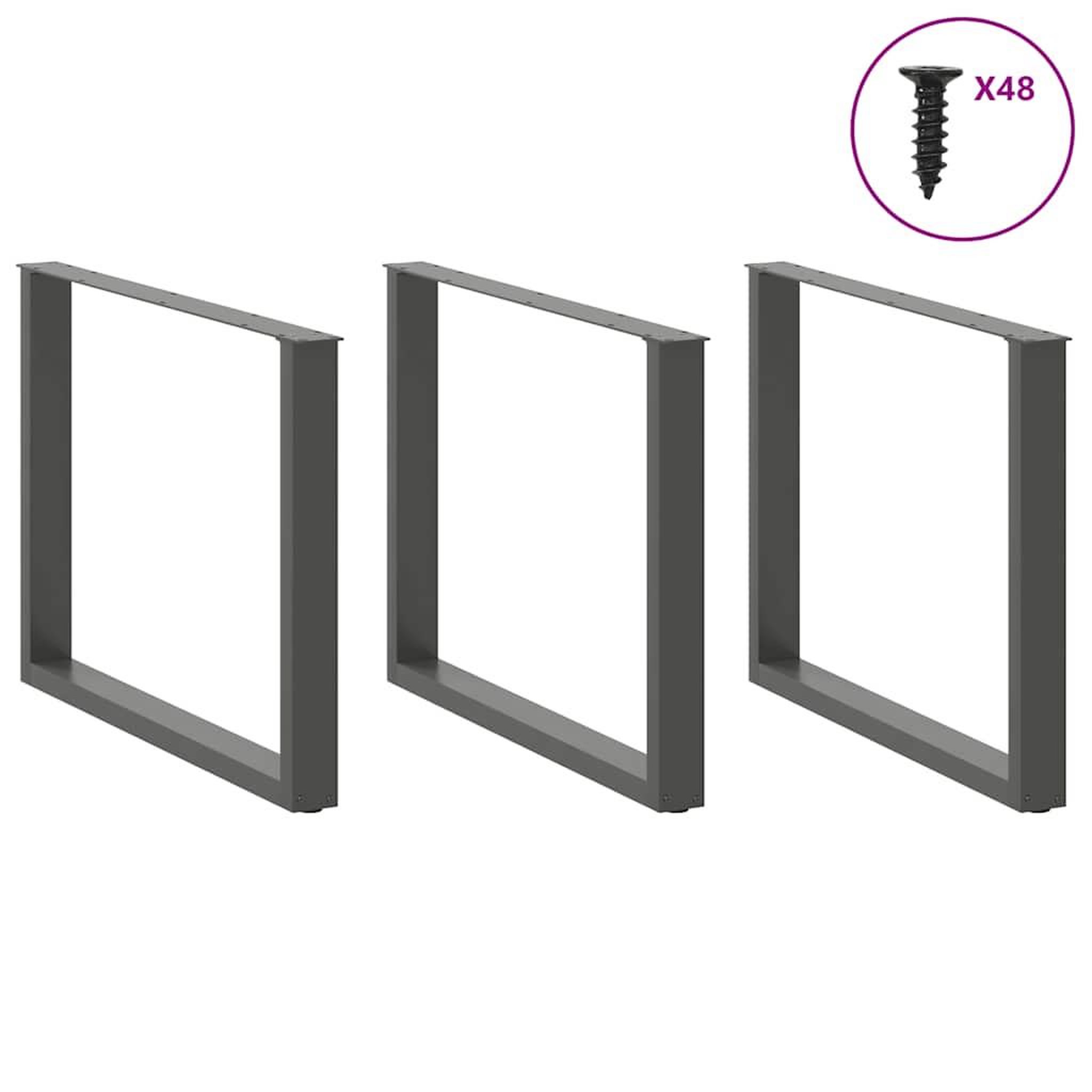 Voir la diapositive 3 : VIDAXL Pieds de table a manger forme de U 2 pcs 100x(72-73) cm acier