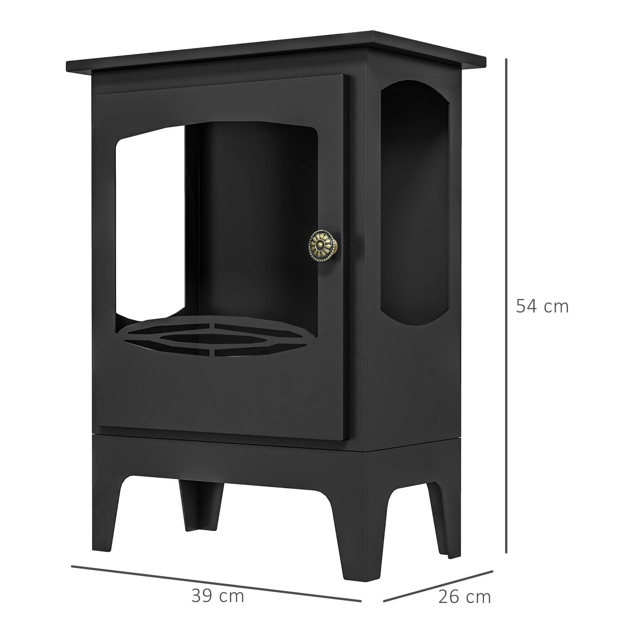 Voir la diapositive 3 : HOMCOM Cheminée bioéthanol sur pied style néo-rétro poêle - brûleur 1,2 L - contrôle de flamme et manche inclus - acier noir