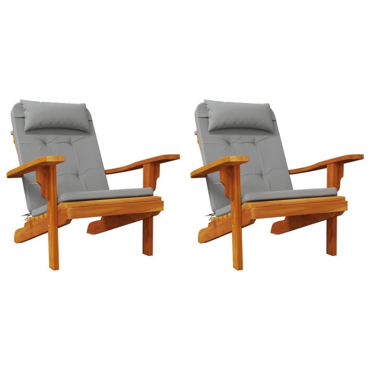 VIDAXL Coussins de chaise adirondack lot de 2 gris tissu oxford