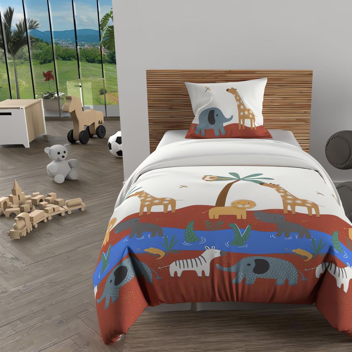 SOLEIL D'OCRE Parure housse de couette SAVANE, 100% coton 57 fils/cm2, par Soleil d'Ocre