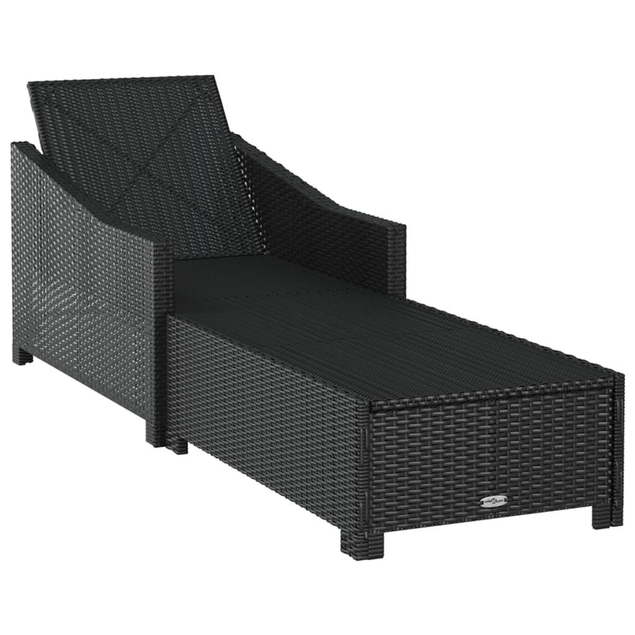 Voir la diapositive 5 : VIDAXL Chaise longue avec coussin blanc creme Resine tressee Noir