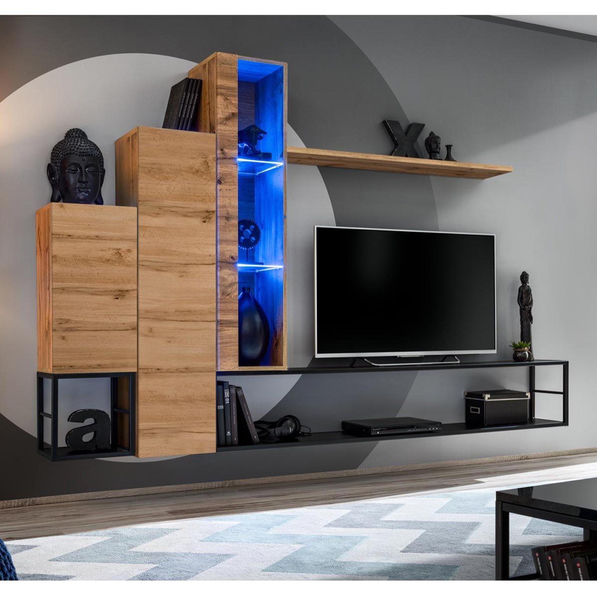 Paris Prix Ensemble meuble tv design  switch viii  240cm naturel & noir