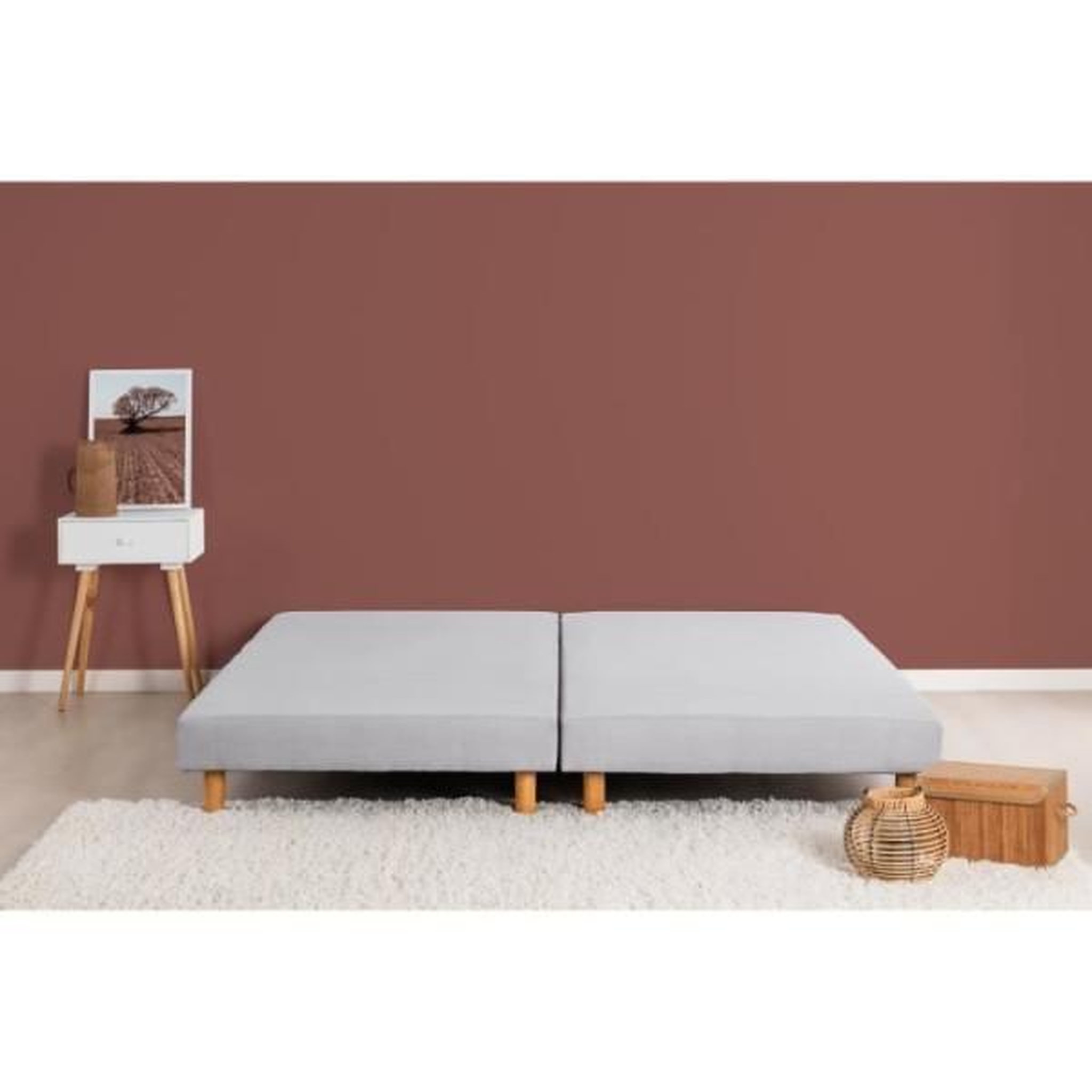 DEKO DREAM Deko dream rakenne sommiers tapissiers a lattes 2x80x200 - bois massif gris + pieds