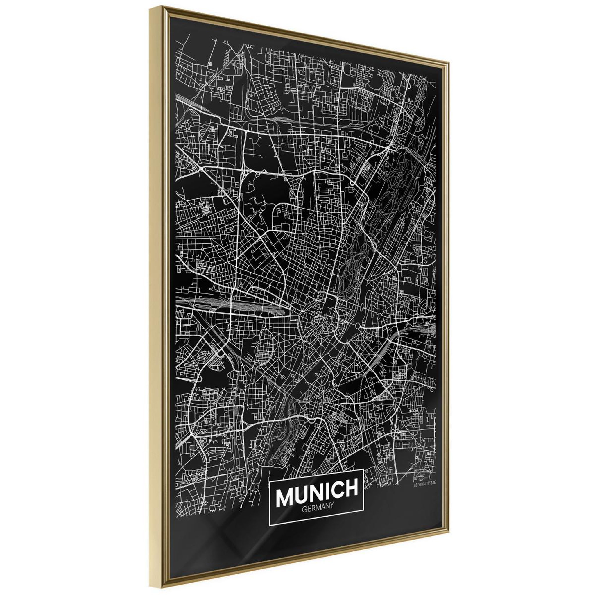 Voir la diapositive 1 : Paris Prix Affiche Murale Encadrée  City Map Munich Dark