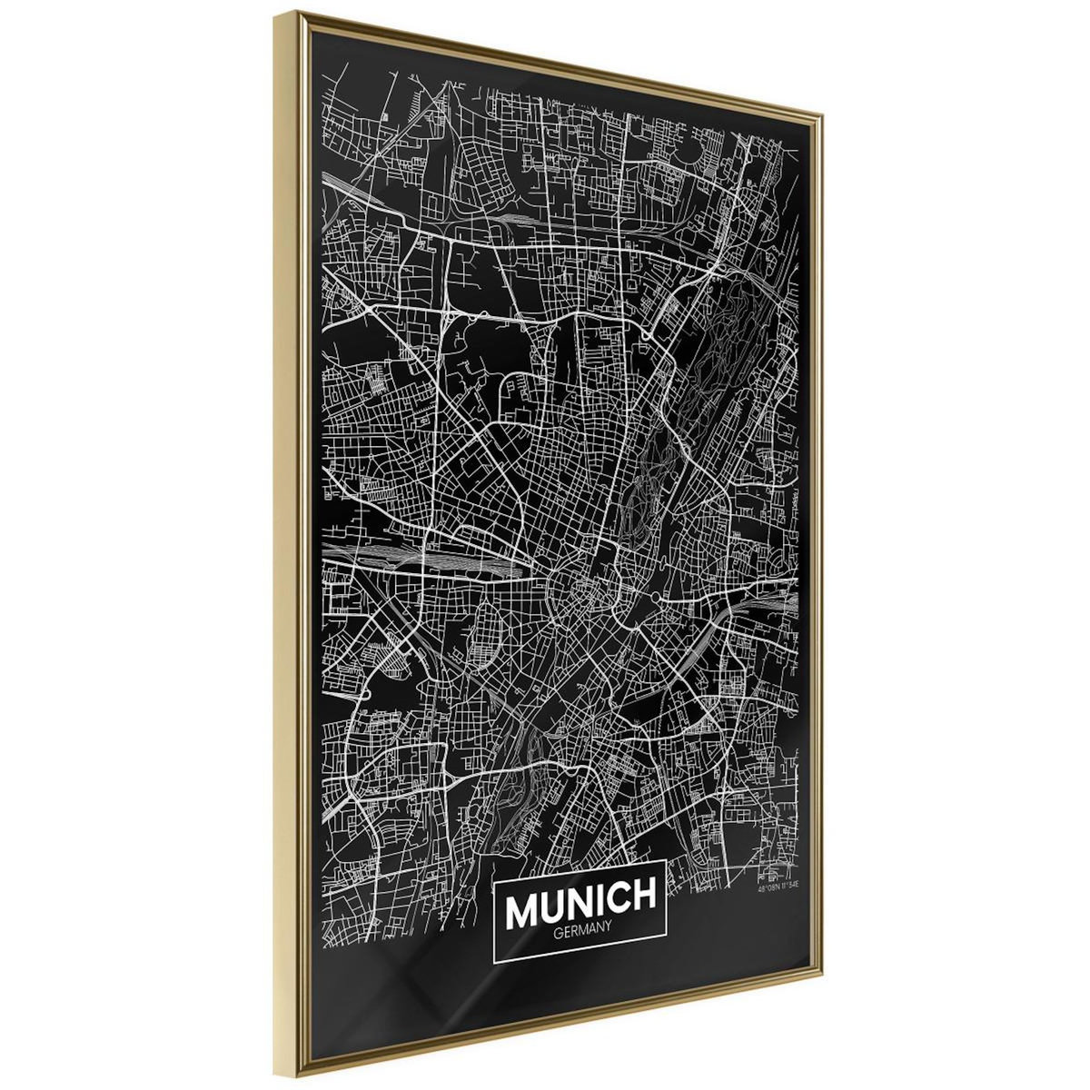 Paris Prix Affiche Murale Encadrée  City Map Munich Dark