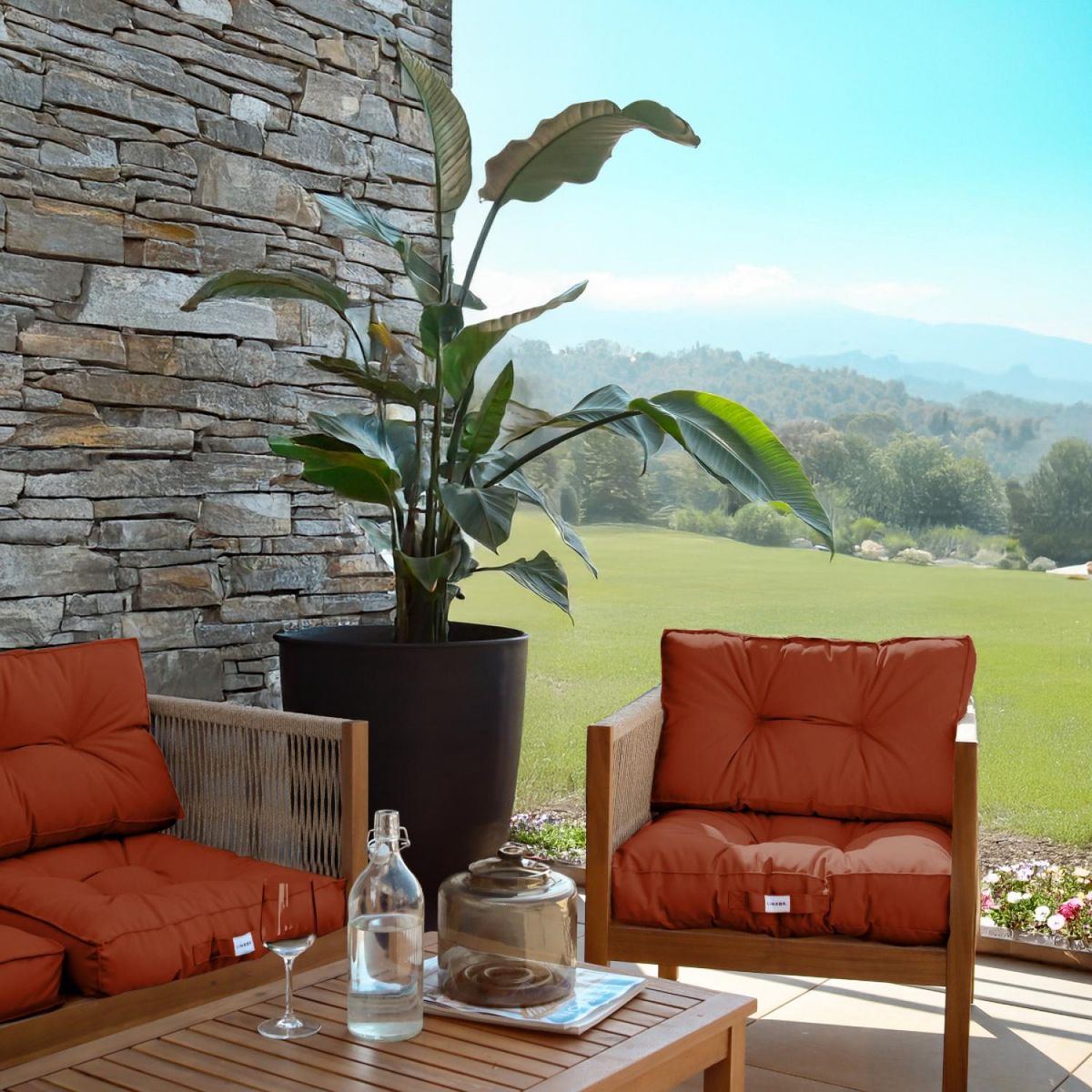 LINXOR Kit de coussins pour salon de jardin capitonnés - 60 x 60 cm