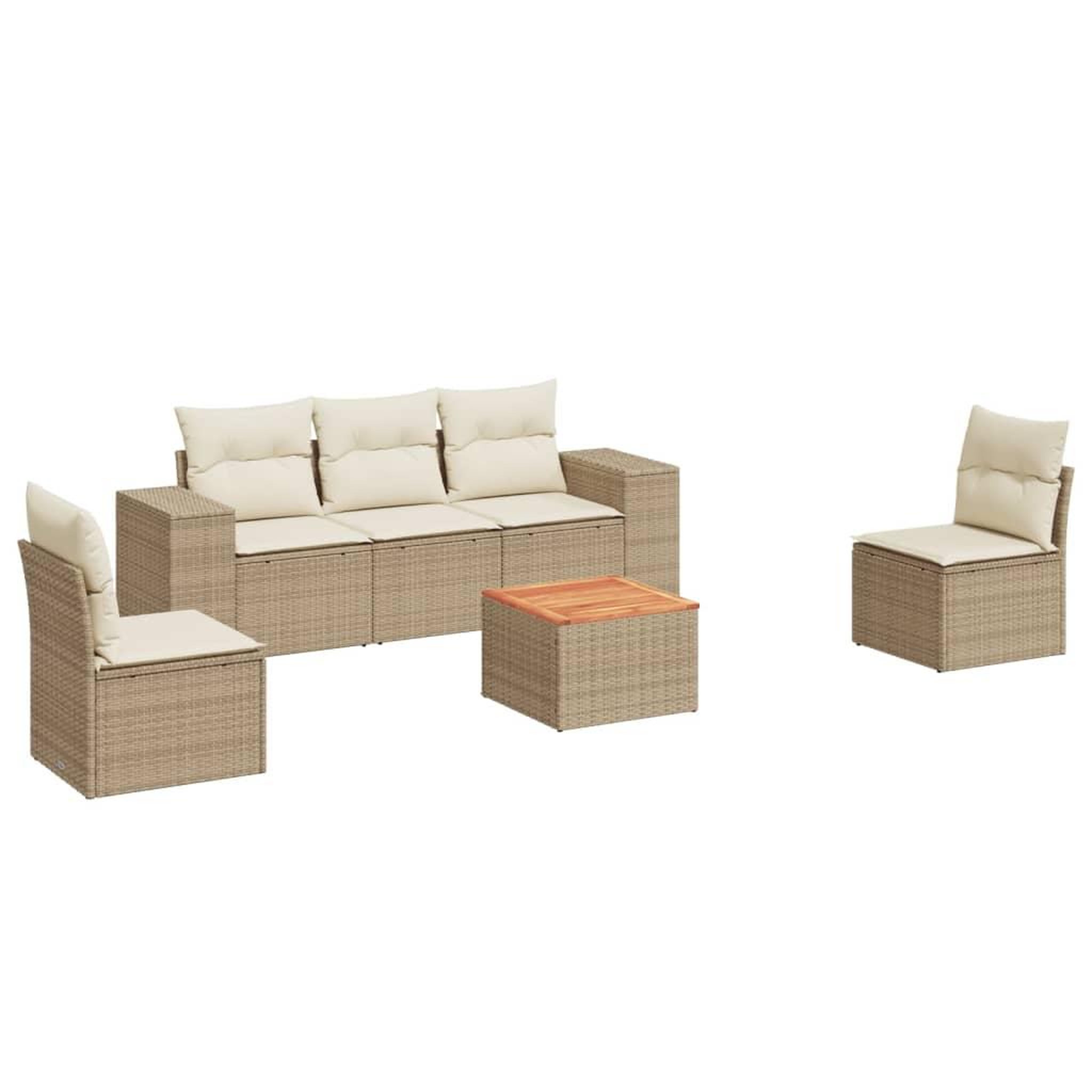 Voir la diapositive 2 : VIDAXL Salon de jardin avec coussins 6 pcs beige resine tressee